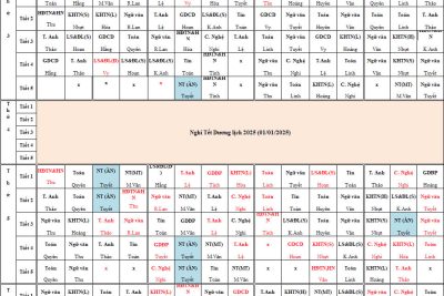 Thời khóa biểu tuần 17, năm học 2024 – 2025 (từ ngày 30/12/2024 – 03/01/2025)